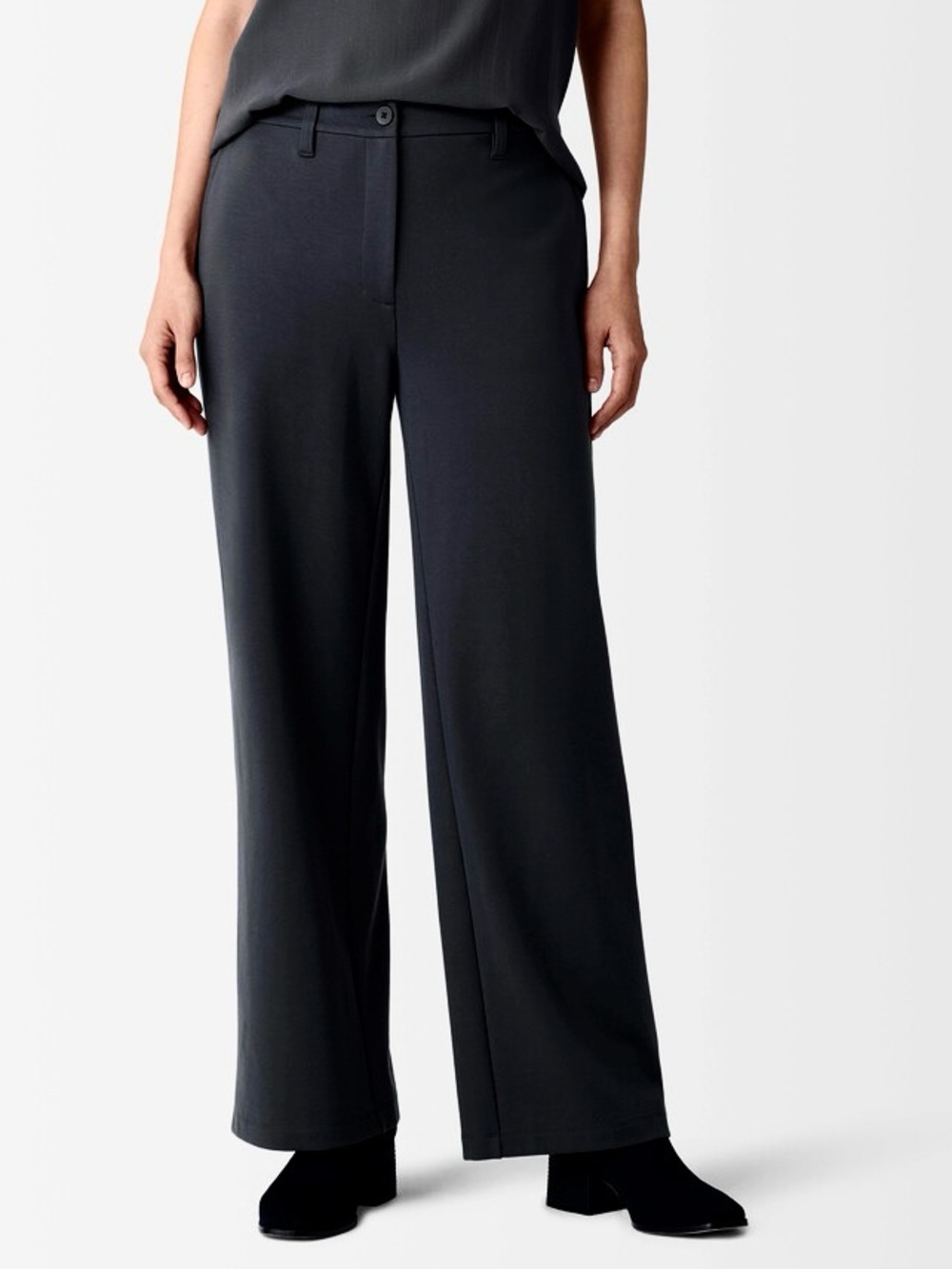 EILEEN FISHER Washable Flex Ponte Wide Leg Pants Black